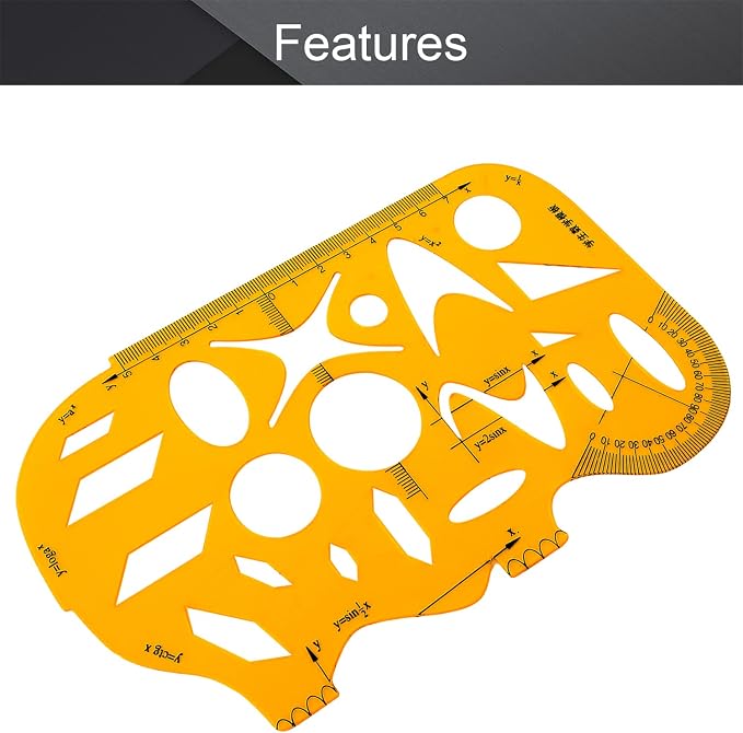 Utoolmart Yellow Measuring Template Mathematical Template Geometric Scale - Image 3