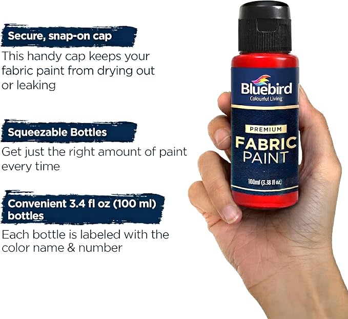 BLUEBIRD Fabric Paint, 3.4 Fl Oz, Permanent Fabric Paints - Image 5