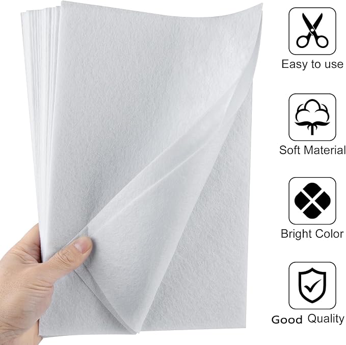 40 Pcs White Soft Felt Fabric Sheet 8" x 12" Assorted Color Felt Fabric Sheets - Image 3