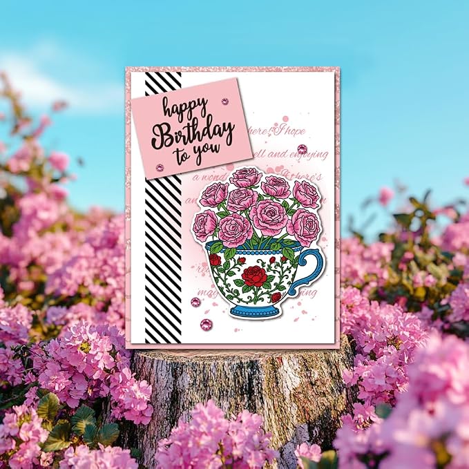 Rose Clear Stamps and Dies for Card Making Layering Coloring Stencil Set Metal - Image 5