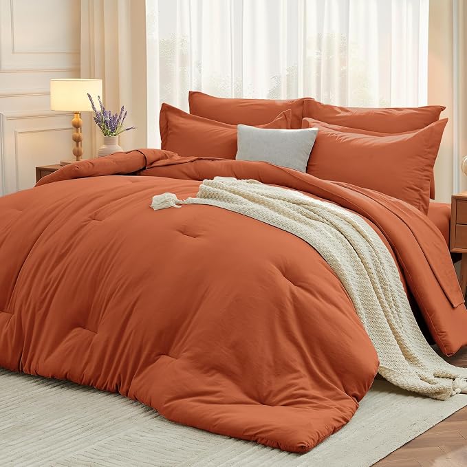 MUXHOMO 7 Pieces Full Comforter Set, Soft Bed in a Bag Full Size, All Season by MUXHOMO