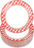 100 PCS Red and White Checkered Plates, Disposable 7 Inch Plaid Paper Dessert by Unknown
