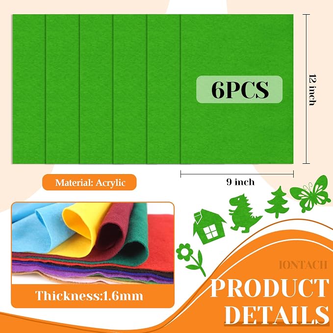 IONTACH 9" X 12" Soft Felt Sheets 1.6mm Thick | Felt Fabric - Image 3