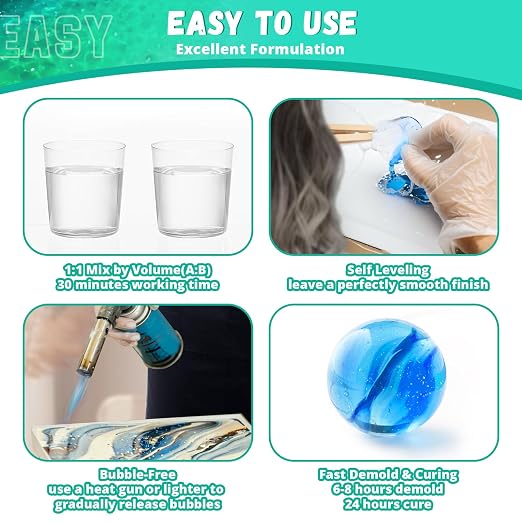 Epoxy Resin, KHKD RESIN 1 Gallon Epoxy Resin Kit-2 Part Crystal Clear Resin | - Image 2
