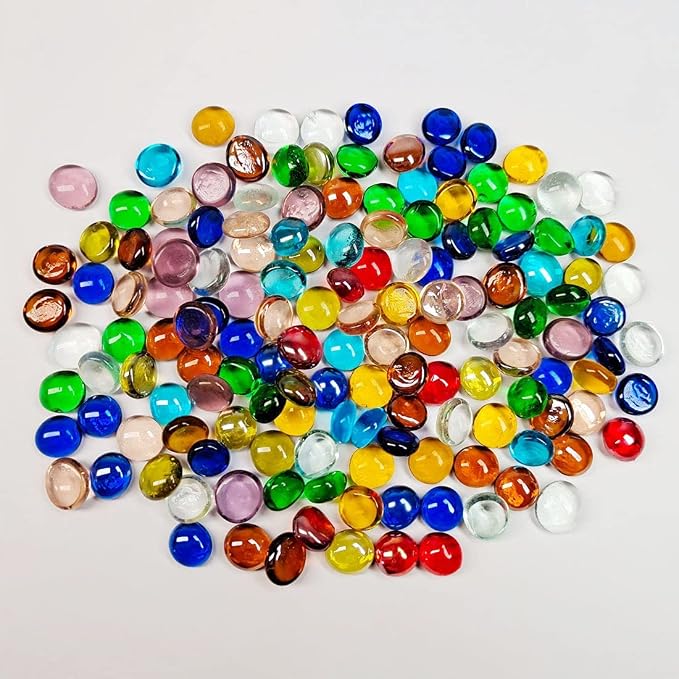 100PCS Mini Glass Gems, Mixed Colour Mancala Stones Flat Bottom Marble Beads - Image 8