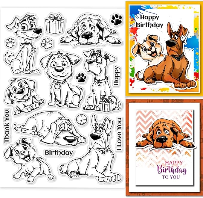GLOBLELAND Cartoon Dog Clear Stamps by GLOBLELAND