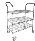 Northsky 3-Shelf Wire Utility Cart on Wheels, Chrome Finish Rolling Metal Shelving with Wheels, 550lb Capacity, 36" x 18" x 44.1", 3 Tier Rolling Cart for Kitchen Bar Storage Use