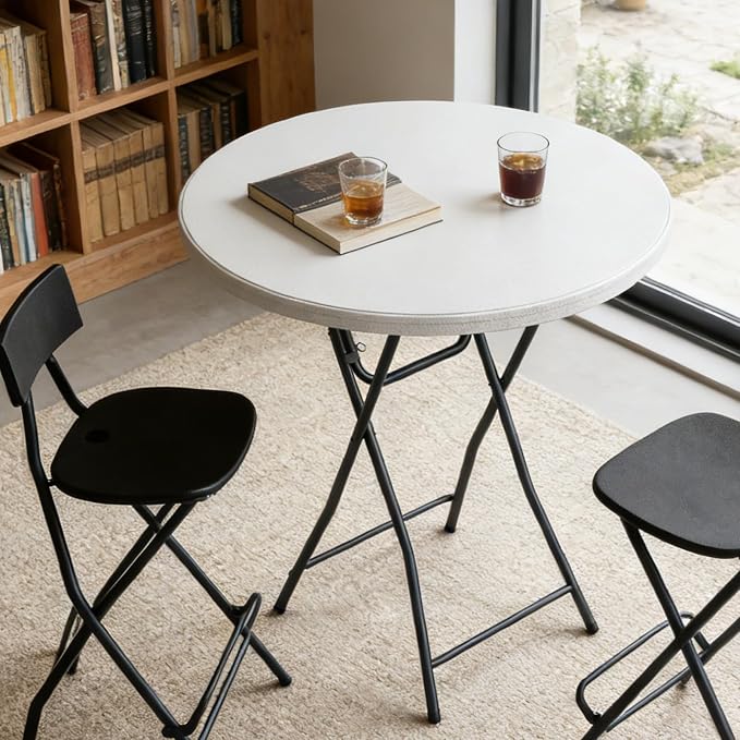 Folding Table 2 Pack, 32 Inch Foldable Cocktail Bar, High Top Round Folding Bar - Image 2