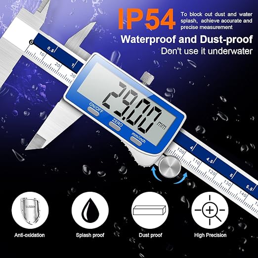 Qfun Digital Caliper, 0-6inch Caliper Measuring Tool Extreme Accuracy IP54 - Image 7