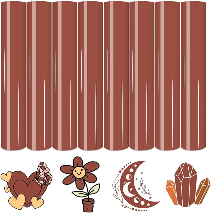 HTVSTD Maroon Brown Boho HTV Heat Transfer Vinyl 8pcs 12×10in | Vivid Color by CraftingEveryday