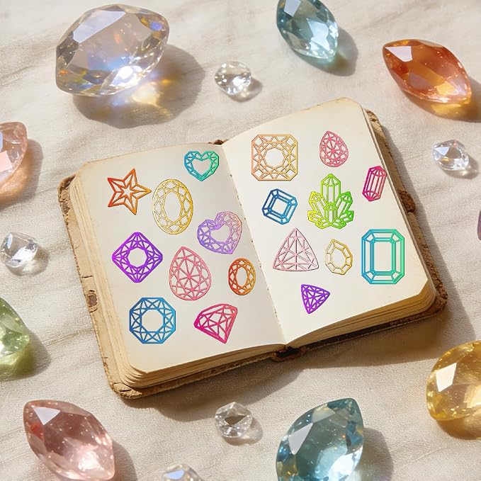 24 Styles Diamond Crystal Metal Cutting Dies Various Gemstones Die Cuts Carbon - Image 3