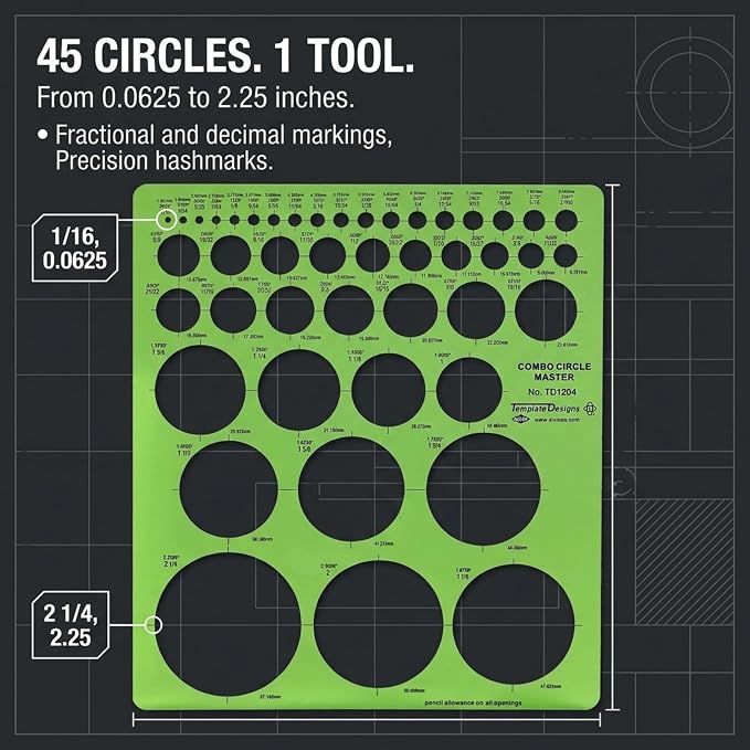 ALVIN, Circle Master Template, Drawing and Drafting Tool - Image 6