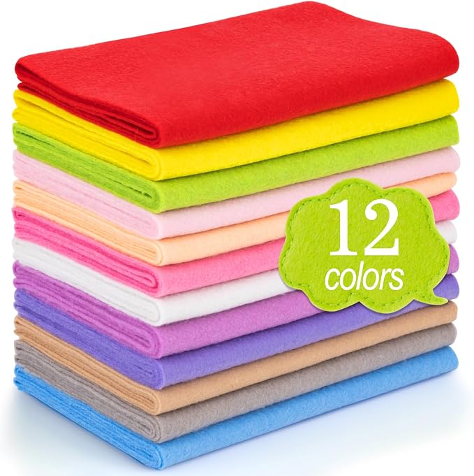 12 Rolls 8"x35" 1.4mm Thick Soft Felt Fabric Sheet 12 Assorted Rainbow Series by MITINU