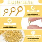 720PCS Small Screw Eye Pins, 3 Styles of Mini Eye Screws, Eyelet Pins Hooks - Image 4