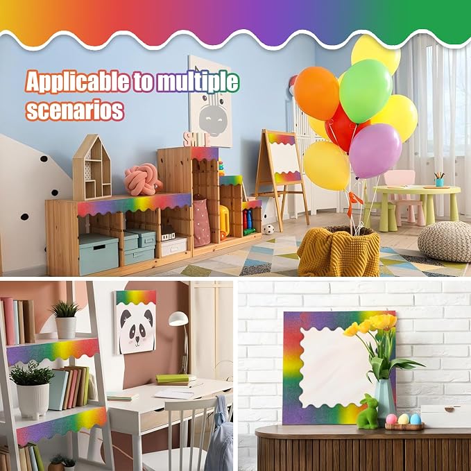 70Ft Shine Rainbow Bulletin Board Borders，Scalloped Poster Boards Decorations - Image 5