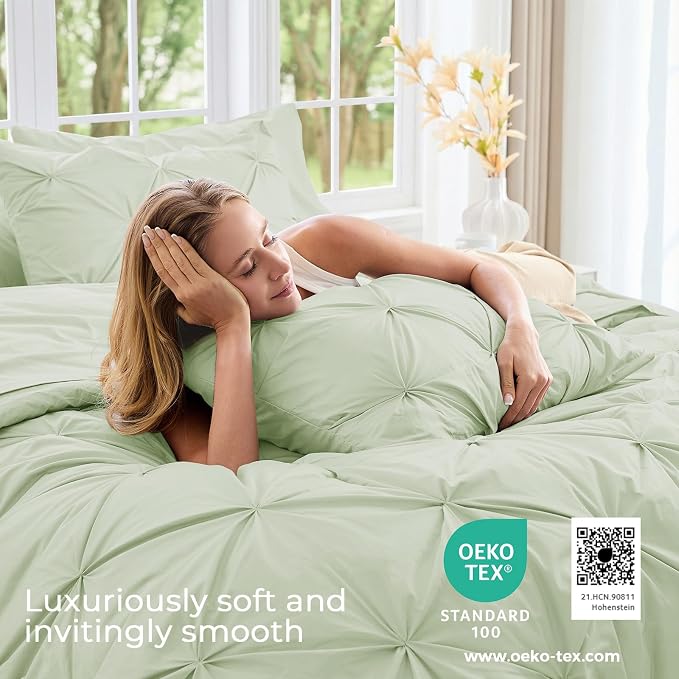 Sasttie Twin XL Comforter Set, 5-Piece Bed in a Bag, Pintuck Bedding Sets - Image 3