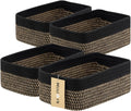 Small Storage Baskets for Organizing | Closet Organizer Bins | Shelf Toy Basket | Woven Rope Baskets | Cube Decorative Box | Shallow Basket | 11.5x7.5x4.7” | 4 Packs Black Brown
