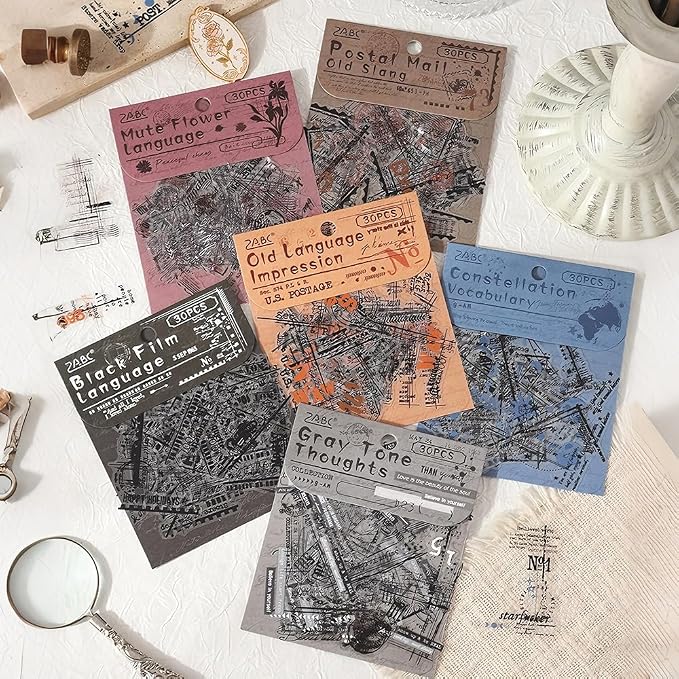180PCS Vintage Transparent Border Landscape Scrapbooking Stickers - Image 4