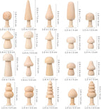 Kisangel 20pcs Mini Wood Mushrooms Wooden Trees Unpainted Little Pegs - Image 2
