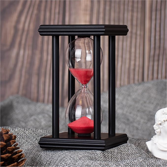 BELLAWARE Hourglass Timer with Red Sand, 15 Minute Wooden Sand Timer | Creative by BELLAWARE