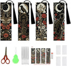 NEGEKFKX 4 Pcs Flower Cross Stitch Bookmark Kit by NEGEKFKX