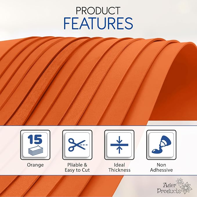 Orange EVA Foam Sheets for Crafts, 9 x 12 Inch, 2mm Thickness – Ideal for DIY - Image 4