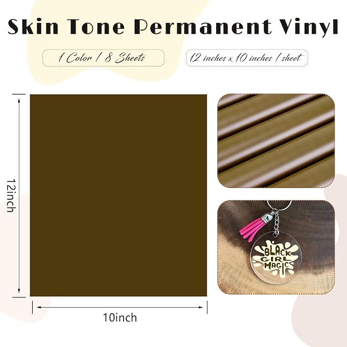 Tintnut Skin Tone Permanent Vinyl 8 Pcs 12''x10'' Dark Cacao Adhesive Vinyl | - Image 2