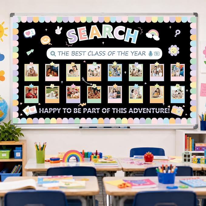 Photo Display Bulletin Board Kit Welcome Back to School Search Pastel Rainbow - Image 7