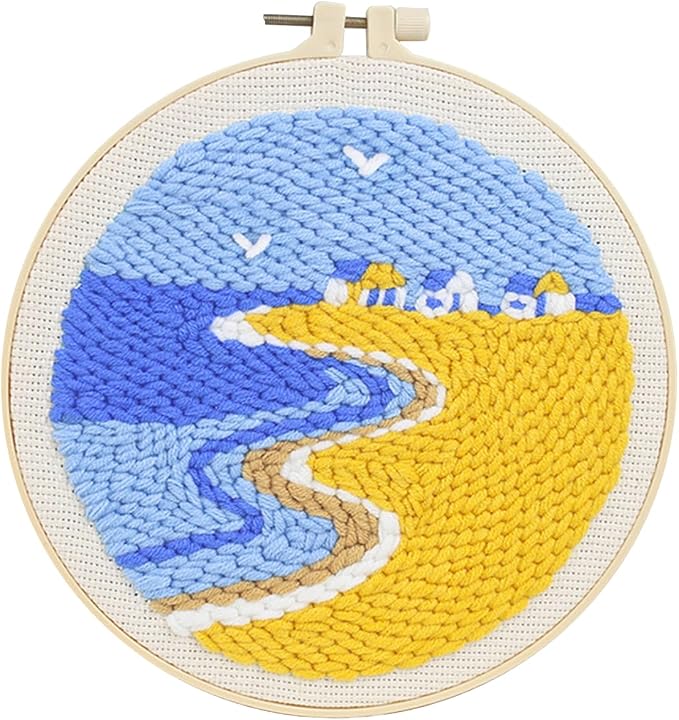 Seaside House Punch Needle Kit for Beginners, Crochet Kit for Adult, Home Decor by Unknown