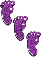 HHO Patch Set 3 Pieces. Mini Footprints Feet Purple Stickers Cartoon Kids by Unknown
