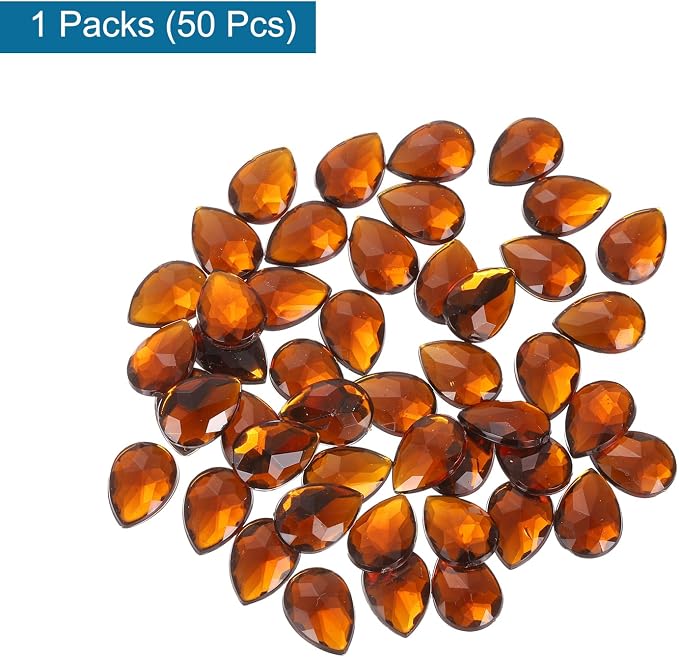 MECCANIXITY 50PCS Flat Back Acrylic Teardrop Gems 10x14mm Artificial Rhinestones - Image 3
