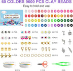 Redtwo 10000 Pcs Clay Beads Bracelet Making Kit, 3 Boxes 60 Colors Flat Preppy - Image 3