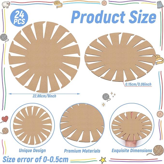 Sabary 24 Pcs Basket Weaving Bases Kit 9" Woven Basket Bases DIY Craft Baskets - Image 2
