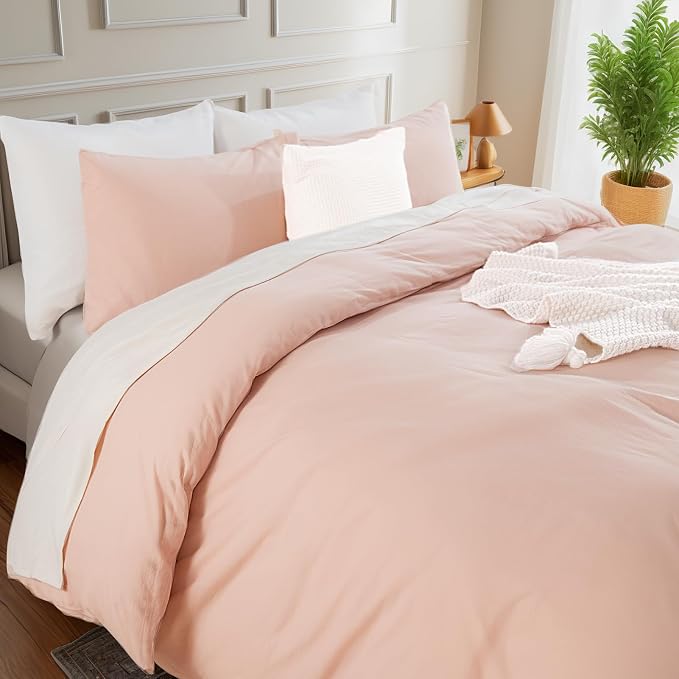 NEXHOME PRO Duvet Cover Set Oversized Queen 98"x98" Linen Look Textured Organic - Image 5