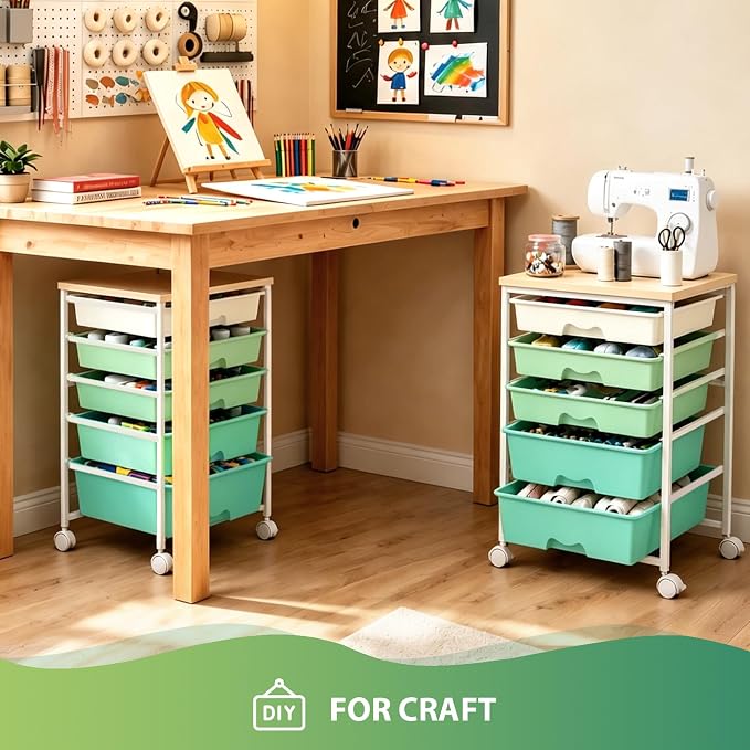 Goovilla Rolling Cart with Drawers, Utility Cart Organizer With 5 Removable - Image 7