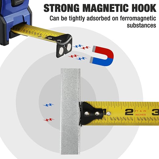 WORKPRO 25FT Tape Measure, 1/8 Fractions Easy Read Measuring Tape, Retractable - Image 4