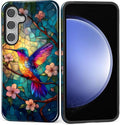 for Samsung Galaxy S24 FE Case, Stained Glass Hummingbird Pattern Glossy 2 in 1 by Teonvpu