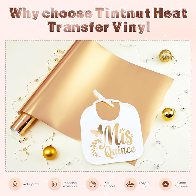 Tintnut Curry Gold Holographic HTV Vinyl Roll, easy cut & weed, stretch washable - Image 3