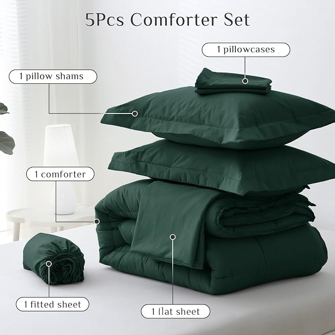 JOLLYVOGUE Twin XL Comforter Set, Ultra-Soft Bed in a Bag Twin XL Size 5 Pieces - Image 5