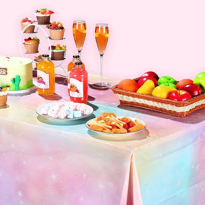 Tiamon 6 Pcs Pastel Rainbow Tablecloths Birthday Decorations Pastel Table Cloths - Image 5