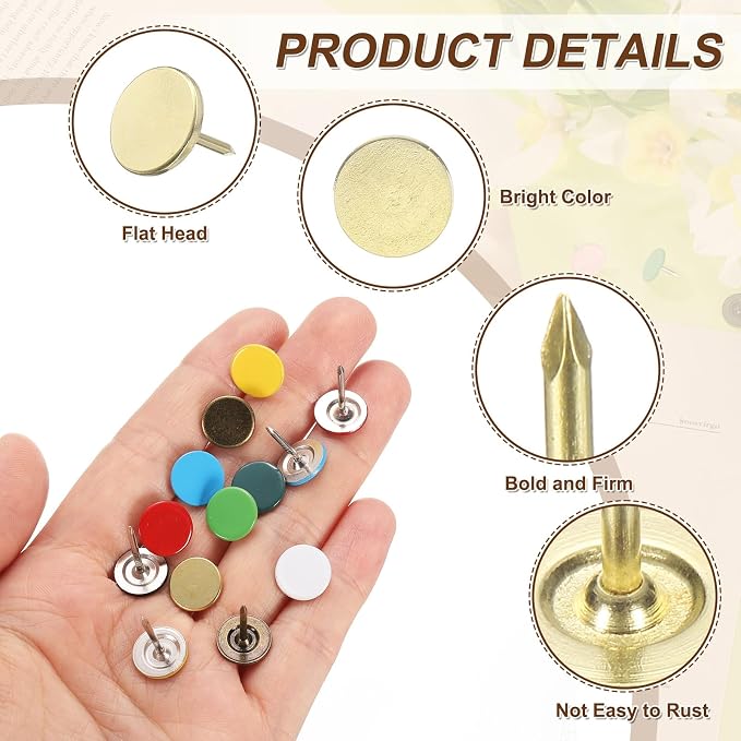 uxcell 150Pcs Upholstery Tacks, 11mmx13mm Flat Head Thumb Tack Decorative - Image 3