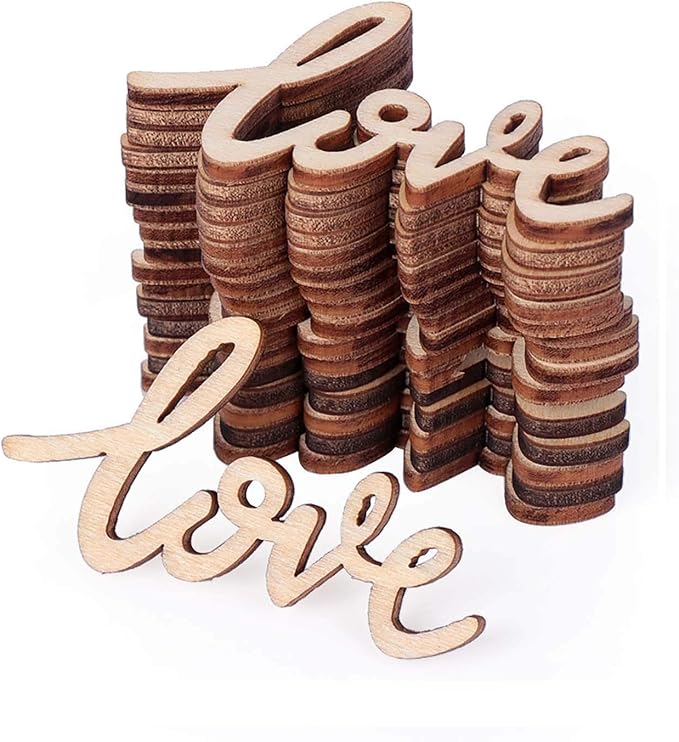 30pcs Little Love Wood Crafts DIY Cutout Wooden Slices Embellishments - Image 7