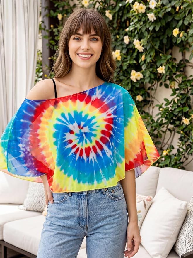 Women Chiffon Shawl Cape Colorful Summer Poncho Tops Beach Dress Cover up - Image 3