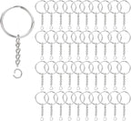 KANSPHY 100 Pack Key Ring with Chain and Open Jump, 1 inch Split Round Keychain by KANSPHY