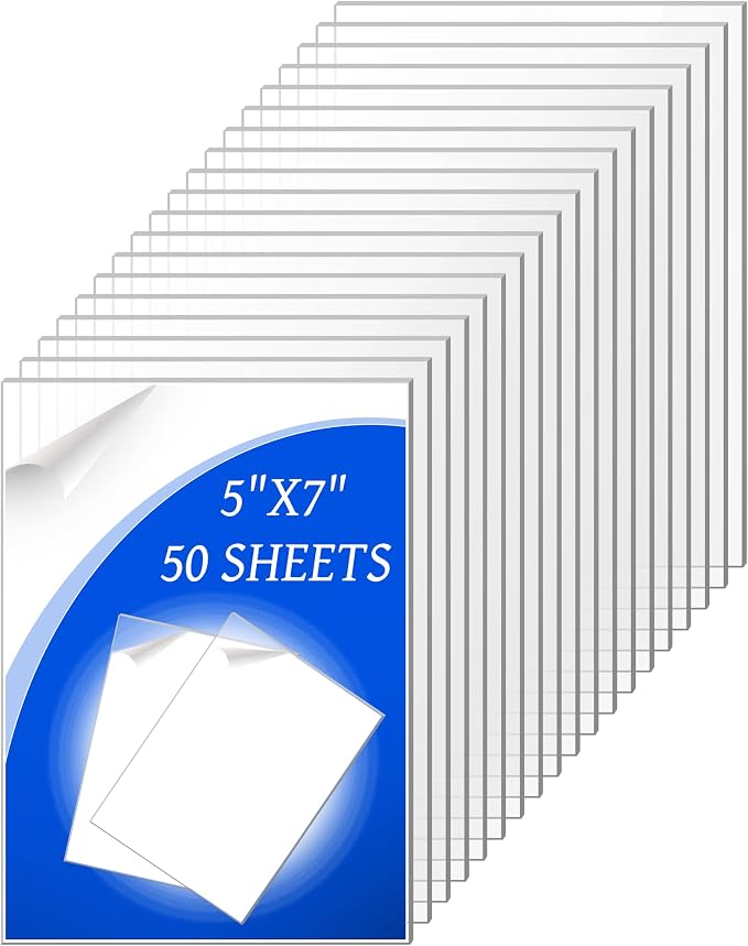 Youyole 50 Pcs 5x7 Inch Clear Acrylic Sheets 1mm/0.04" Thick Blank Panel by Ajaredlulu