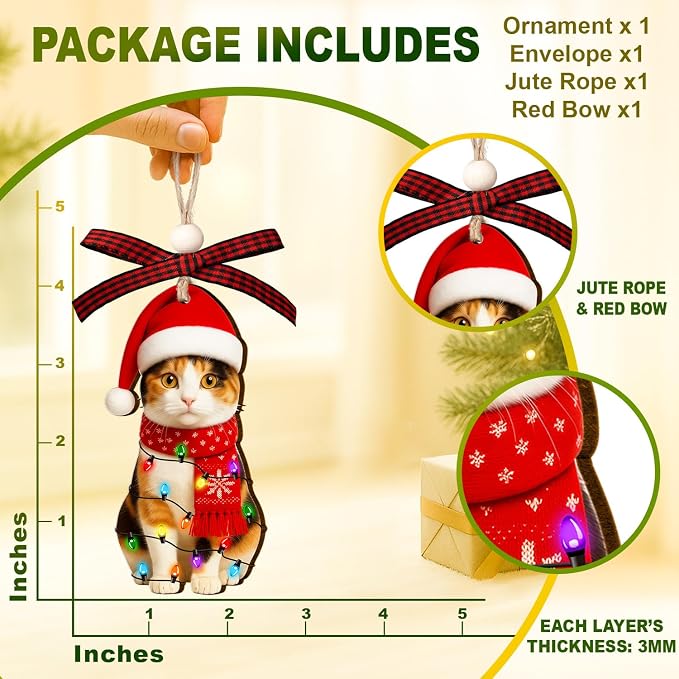 Calico Cat Ornament - Image 2