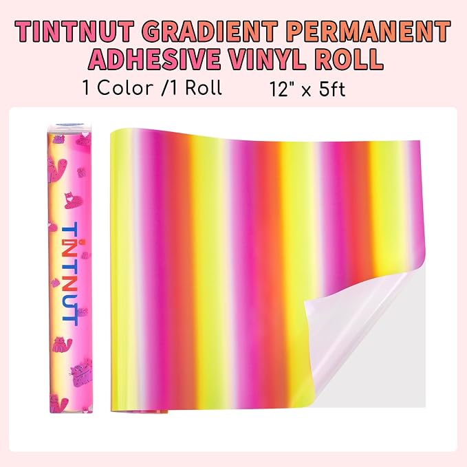 Tintnut Gradient Permanent Vinyl Roll 12in x 5ft Rose Yellow Adhesive Vinyl | - Image 2