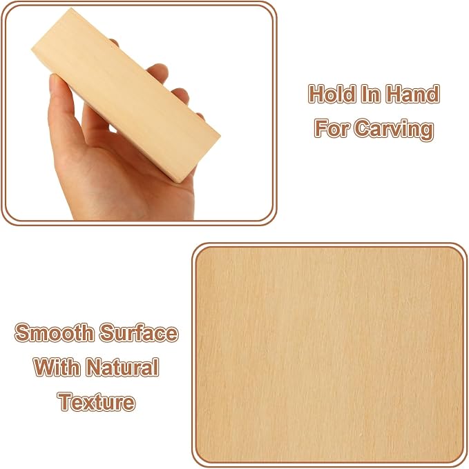 12 Pack Basswood Carving Blocks Set, 5 x 1.5 x 1.5 Inch Unfinished Wood Blocks - Image 9