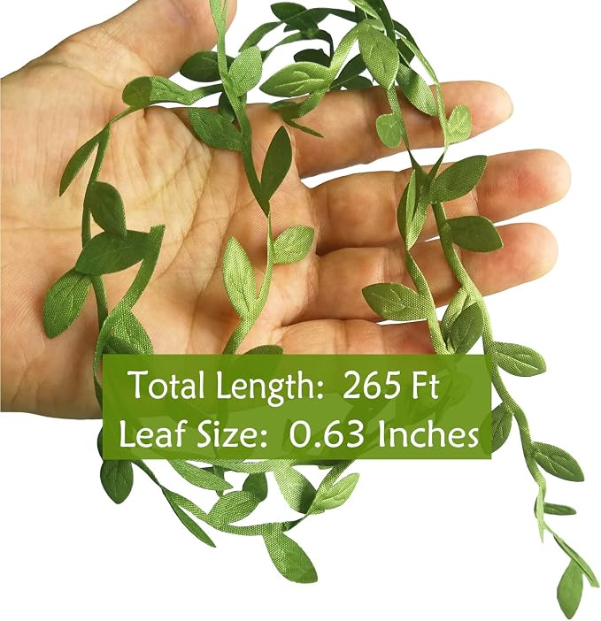 Naidiler 265 Ft Leaf Ribbon, Artificial Vines Leaves String Trim Ribbon Wild - Image 2