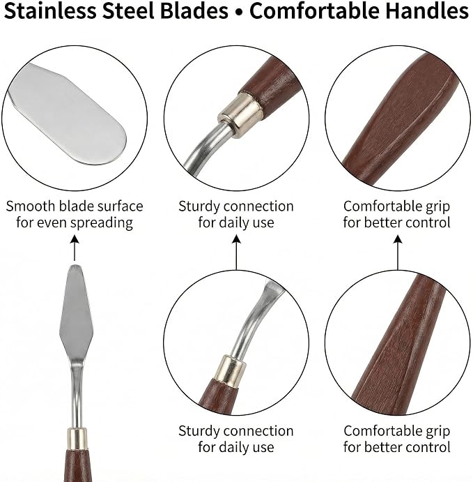 5-Piece Icing Spatula Set, Stainless Steel Cake Frosting Spatulas & Palette - Image 3